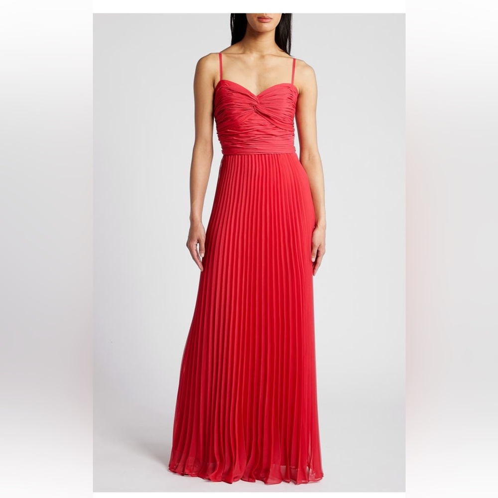 XSCAPE Scarlett Ruched and Pleated Chiffon Gown